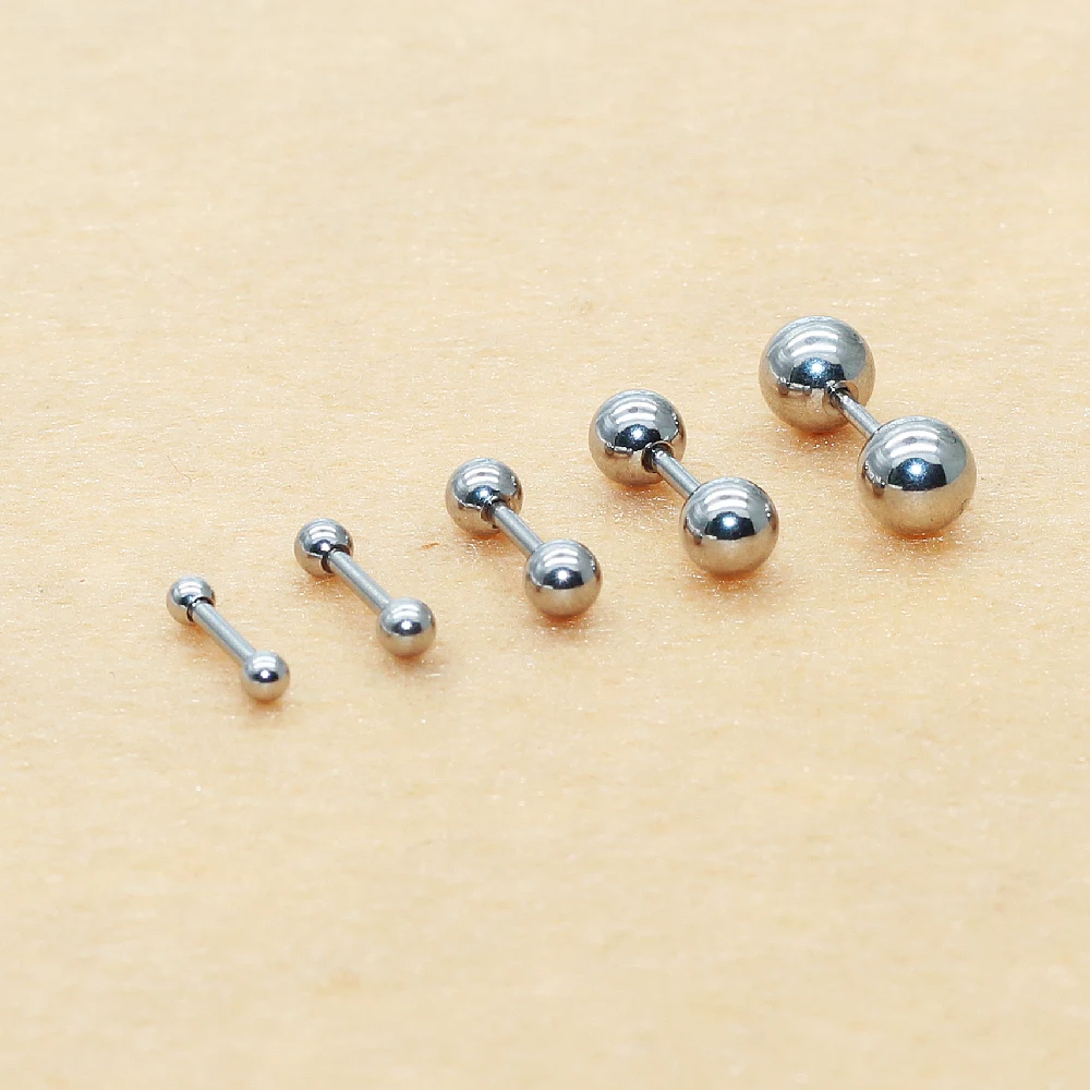 Unisex 1 Pair Round Balls Screw Stud Earrings 316 L Stainless Steel Never Fade Allergy Free