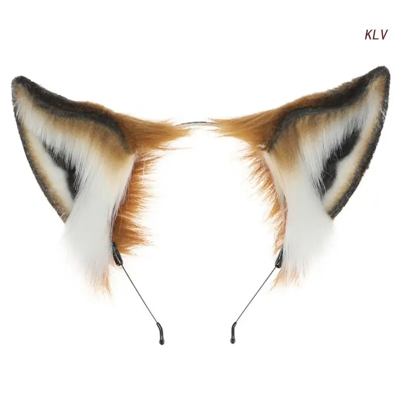 Furry Ear Anime Cosplays Hair Accessory Animal Ears Charming Foxes Headband Cute Plush Headdress for Costume Party