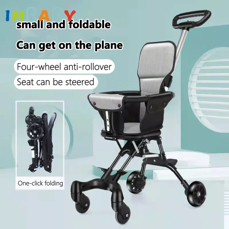 Lightweight Baby Stroller Folding Travel Carriage Cart Available Newborn Two-Way Seat High Children Four-Wheel Cart