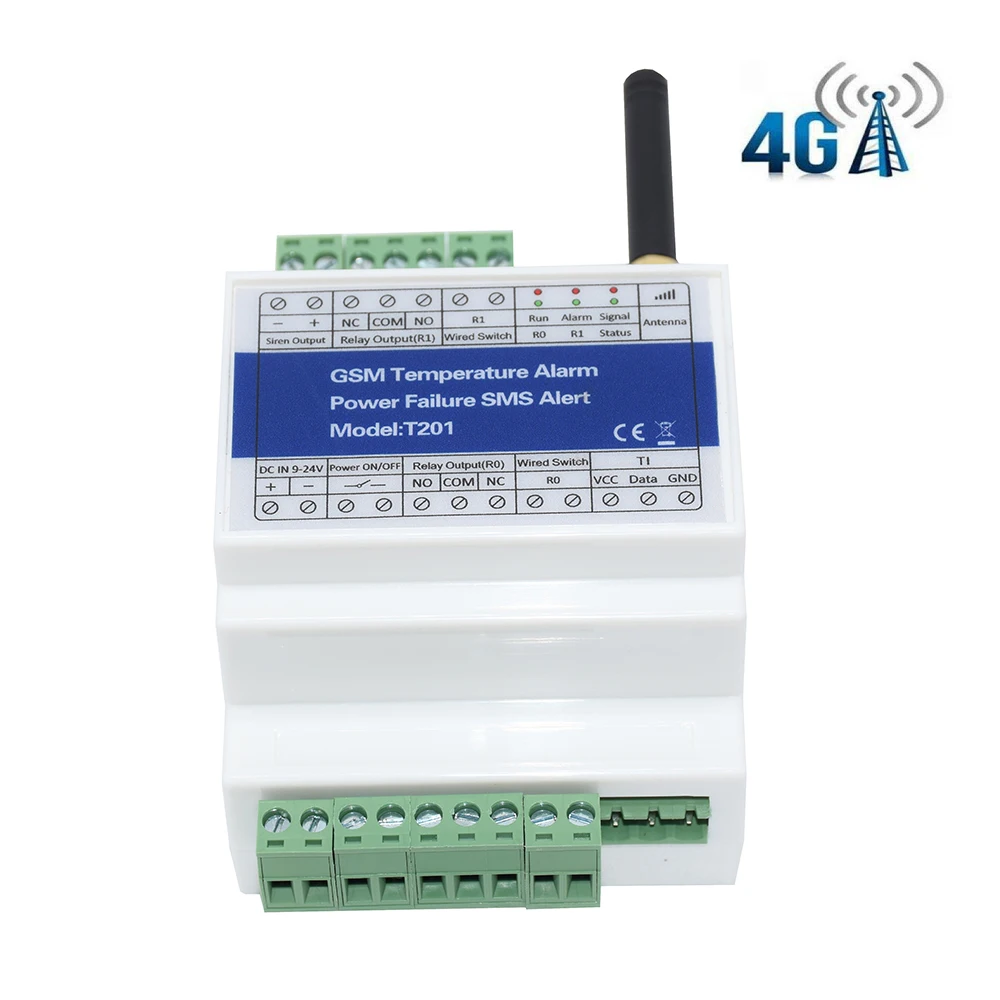 GSM 2G 4G Remote Monitoring Relay Switch Access Controller T201 with Temperature Sensor Alarm 200 authorized phone numbers