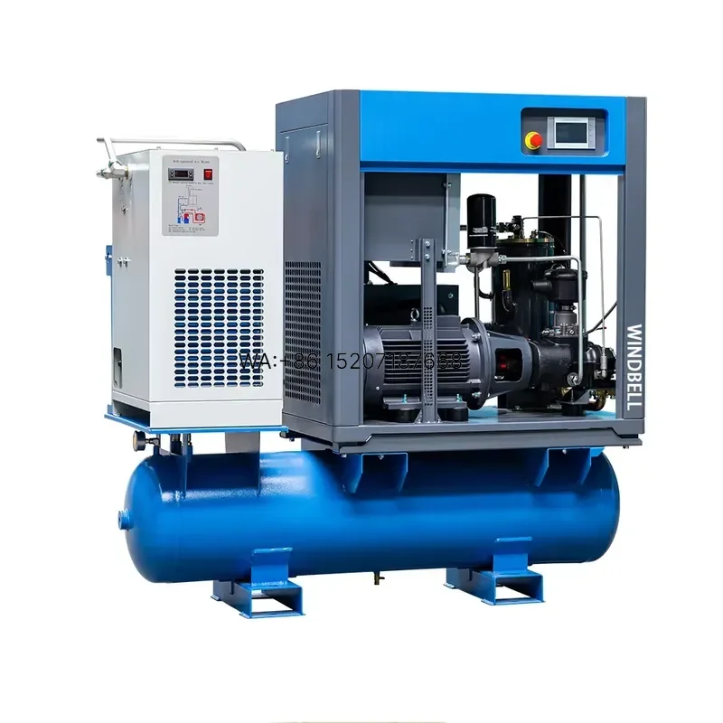 Wmwmnu for 7.5KW 220V Single Phase PM VSD Screw Air Compressor with Tank Dryer 300l