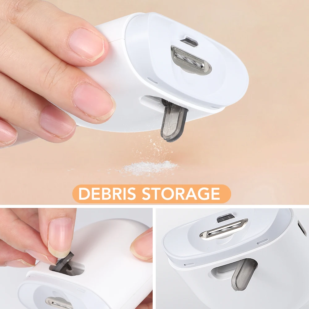 Cortador de unhas elétrico automático para adultos e crianças com luz LED portátil aparador de unhas e ferramenta moedor de polimento
