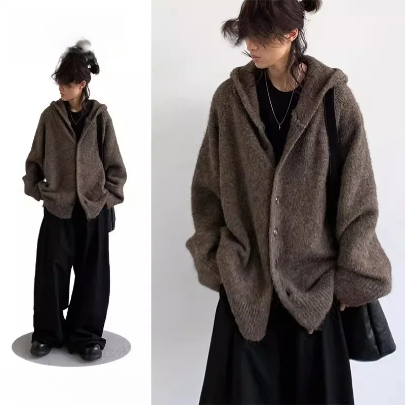 

Ретро-кардиган унисекс из трикотажа, свободный, повседневный, базовый слой, осенний, Ciwalk Long Sve