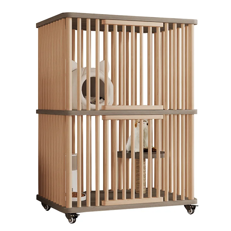 

Solid wood cat cabinet, household, large space cat house, house double-storey large luxury villa