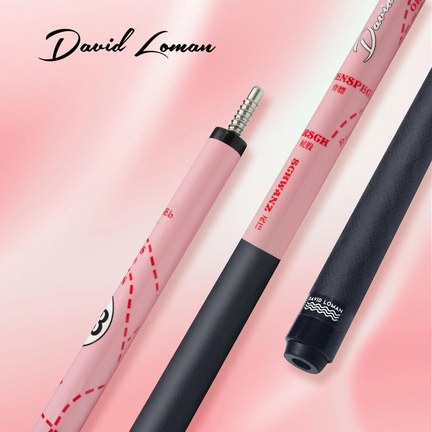 David Loman Pink Pig Professional Billiard Cue Stick Carbon Fiber Adjustable Weight 19oz Pool Playing Cues for Sports & Outdoors