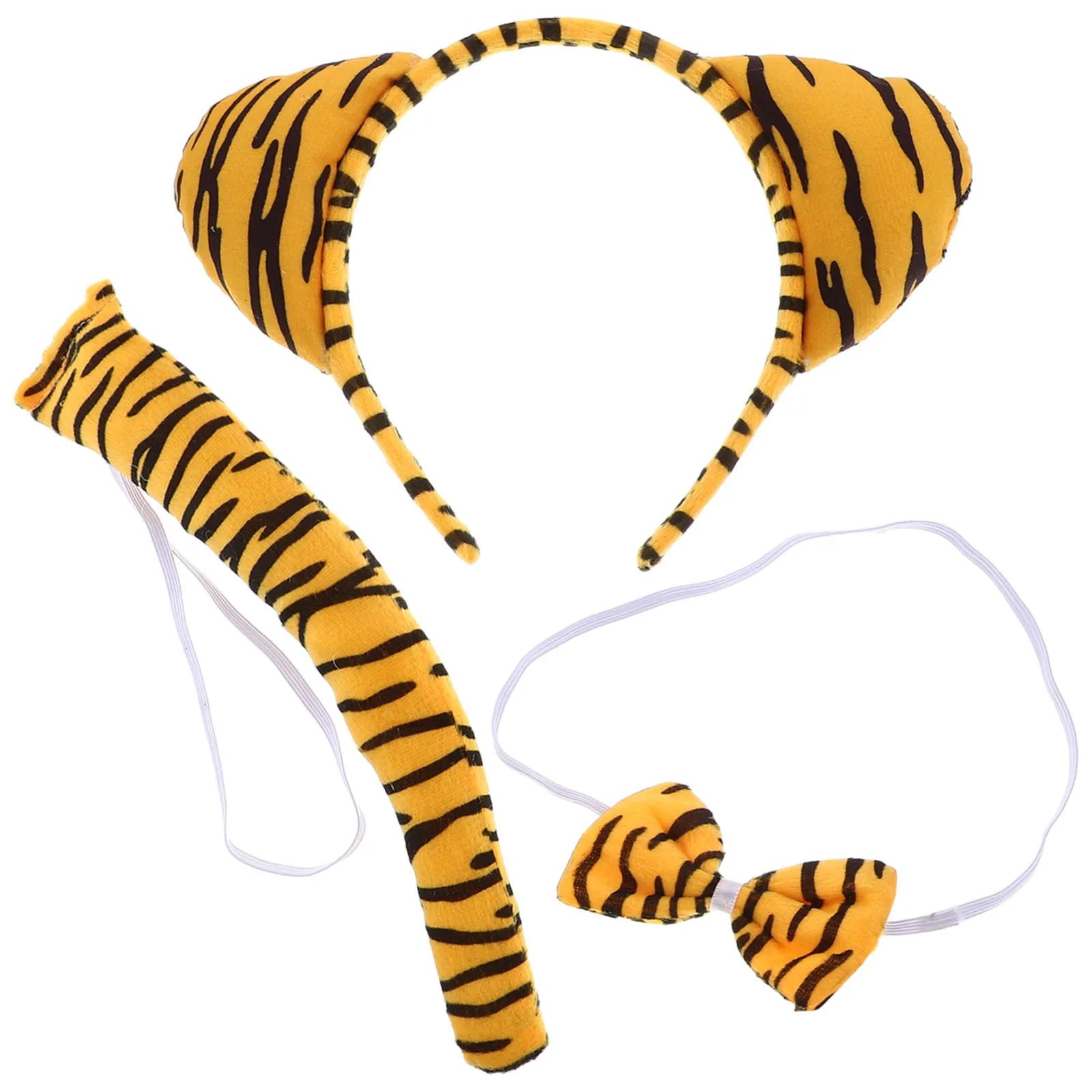 

1Set Lovely Tiger Cosplay Kit for Comfortable Animal Ear Headband and Tail Bowknot Set Perfect for Halloween Zoo Party
