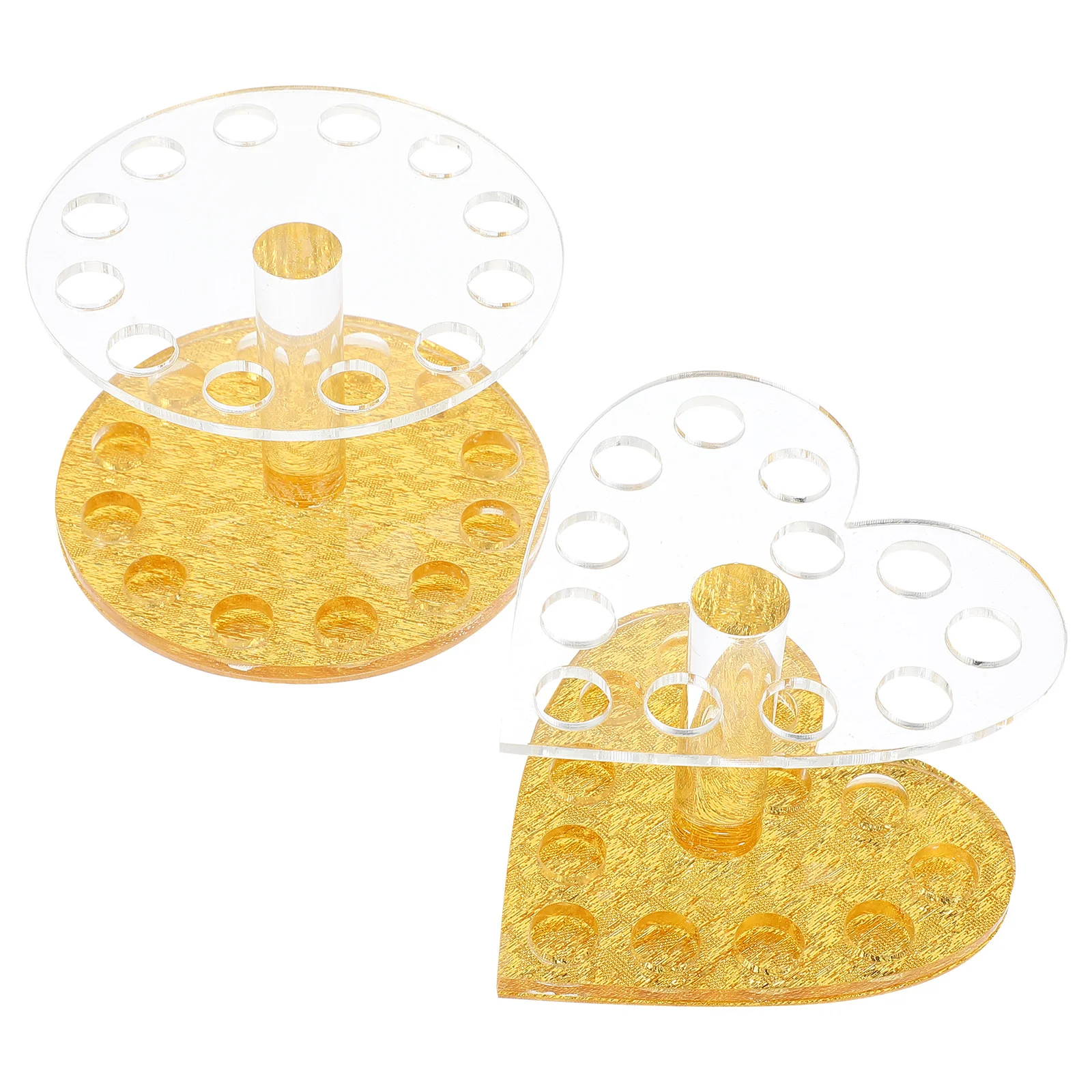 

2Pcs Acrylic Nail Art Pen Stand Heart Shaped Organizer for Makeup Brushes and Accessories Nail Pen Holder Manicure Tool Holder