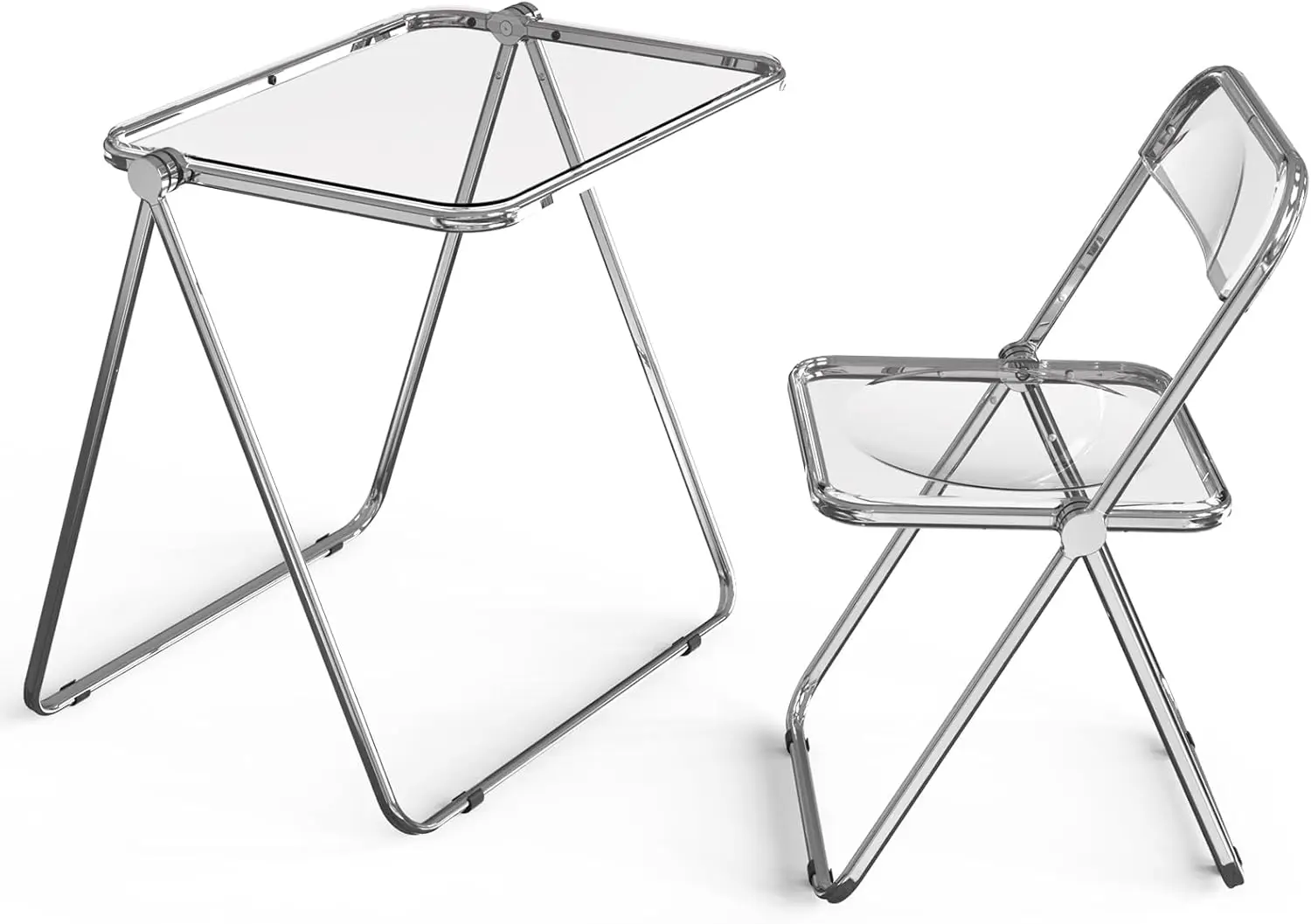 

Folding Acrylic Table And Chair Set Small Tv Tray For Sna Dinner On Couch, Tiny Foldable Desk Writing Desk For Home Office For