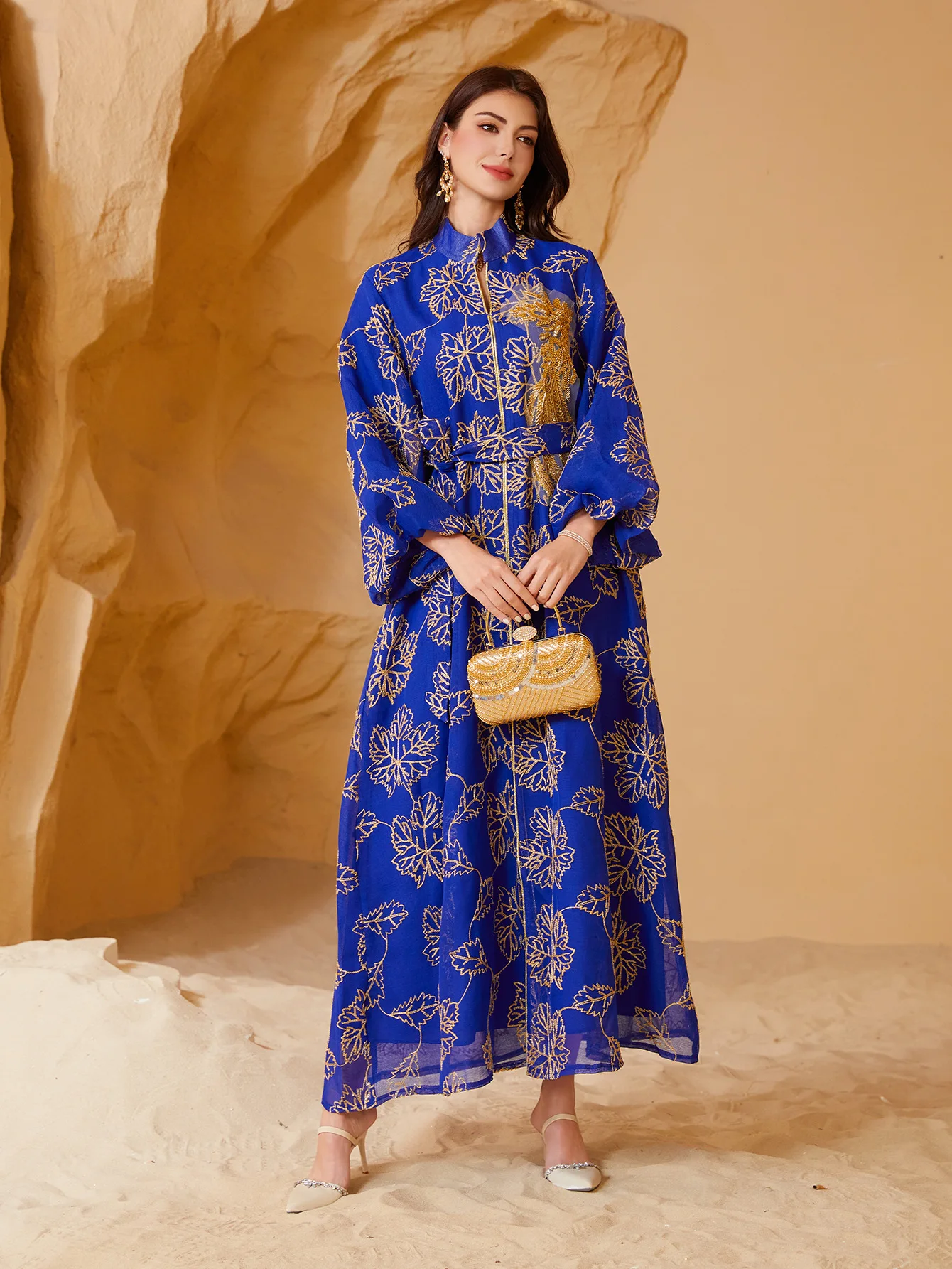 Abito musulmano per le donne Abiti da festa Abaya Ramadan Eid Paillettes Ricamo Arabo Abito lungo Marocco Dubai Caftano Abiti Jalabiya