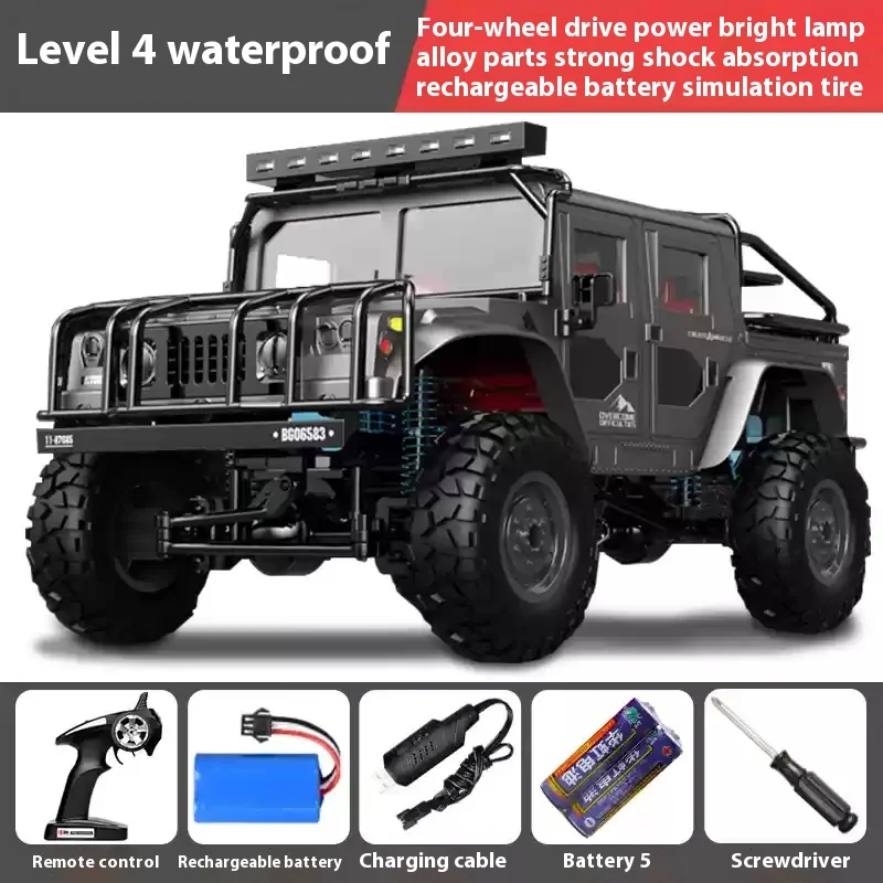 Alloy remote-controlled car toy, oversized four-wheel drive off-road vehicle, rechargeable suspension climbing car