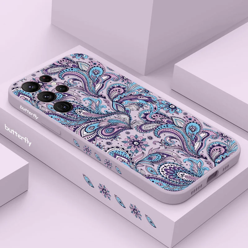 Peacock Feather Phone Case For Samsung Galaxy S26 S25 Edge S24 FE Plus Ultra Liquid Silicone Soft Cover
