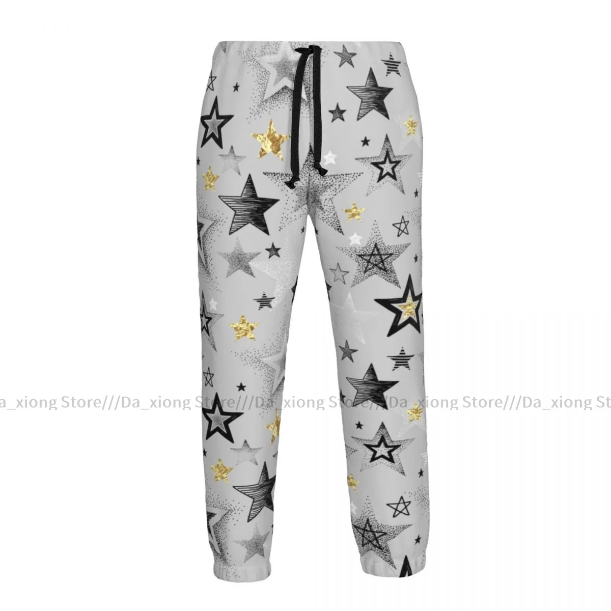 Men Pants Black White And Golden Stars Male Trousers Fitness Sweatpants Streetwear