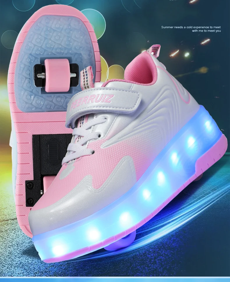 Kinder Turnschuhe USB Aufladen Leuchten Skates Schuhe Jungen Mädchen Casual Skateboard Schuh Rollschuh Outdoor Sport Schuhe Mit LED – Detail 2