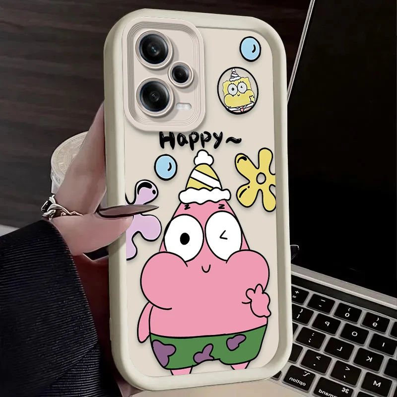 Anime SpongeBobs Phone Case for Xiaomi Redmi Note 13 12 11 Pro Plus 4G 5G 12S 11S 10S 10 9 9S 8 12C 13C A3 Soft Silicone Capa