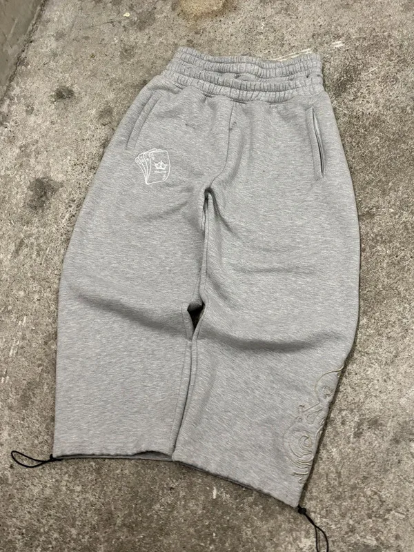 

Y2K Cross-Border Double-Waist Long- Tube Running Pants Poker Embroidery Pattern ex Gothic Hip Hop Street Sports Casual Pants