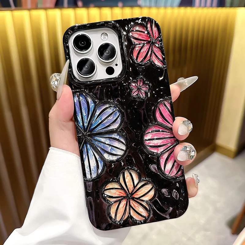 Чехол для телефона с 3D изображением красивой девушки, блестящий цветочный чехол для iPhone 11 12 13 14 15 Pro Max, Прозрачный ударопрочный силиконовый чехол из ТПУ