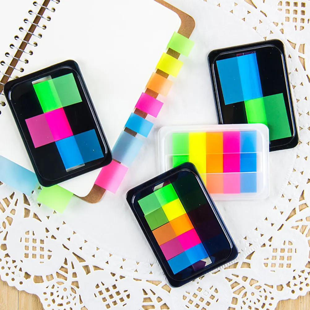 

3pcs 3 Packs Neon Sticky Tabs Color Page Markers Writable Pet Notes Filing Flags Bookmarks Memo Flags For Documents Highlighting