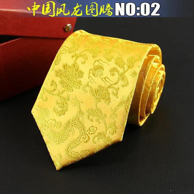 

Chinese Wind Dragon Pattern Tie Vintage Wedding Tie Mascot Gift Silk Tie Jacquard Embroidery in Stock