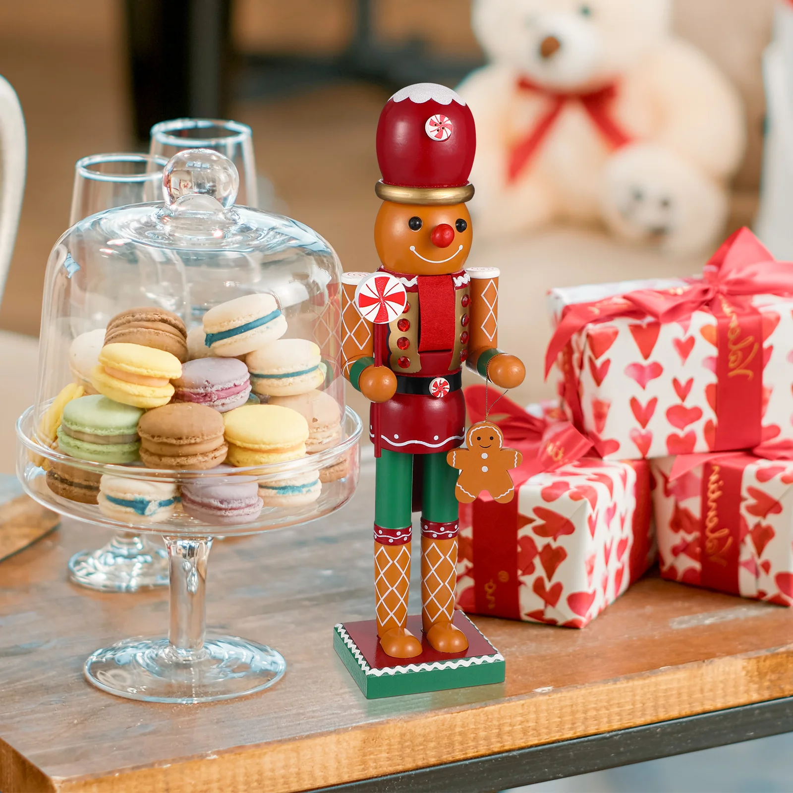 

1Pcs Wooden Gingerbread Man Nutcracker Xmas Decoration Desktop Xmas Festival Party Scene Decor Wooden Gingerbread Man Adorn