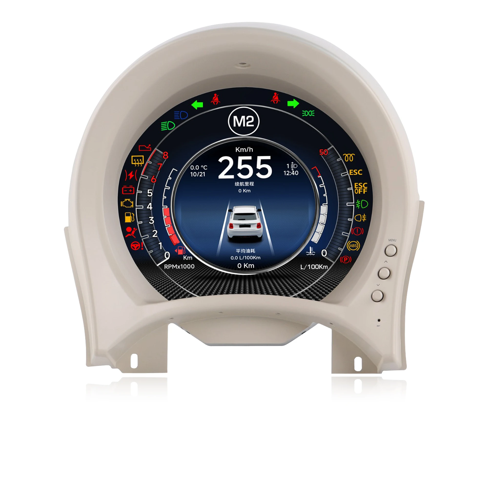 7” LCD Digital Instrument Cluster for Fiat 500 2007–2024, Speedometer & Tachometer Display, Wireless Apple CarPlay
