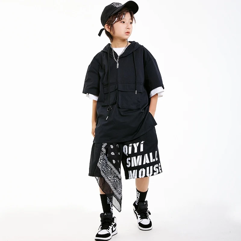 Cool Street Dance Suit Hip Hop Performance Jazz Dance Costume Ragazzi Ragazze Allentato Manica corta Abiti di scena Vestito per bambini DN20417