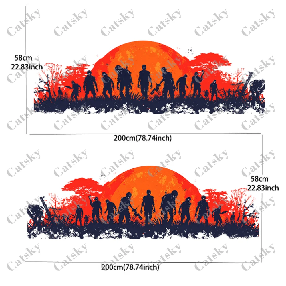 Sunrise zombie sticker pack with weapons, for cars and trucks, durable, fade-proof, easy to install and remove - enhance your ve