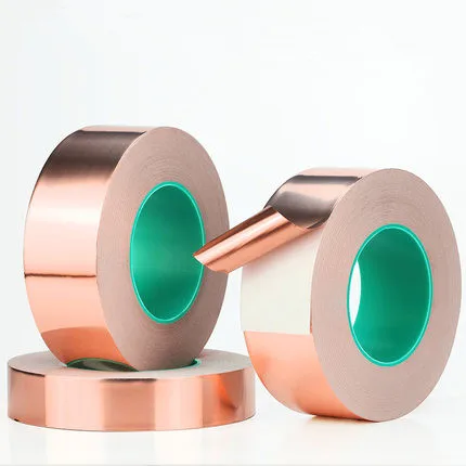 1Pc 5~100mmx25M/50M Double Sided Conduct Copper Foil Tape Mask Electromagnetic Shielding double side conductive copper foil tape