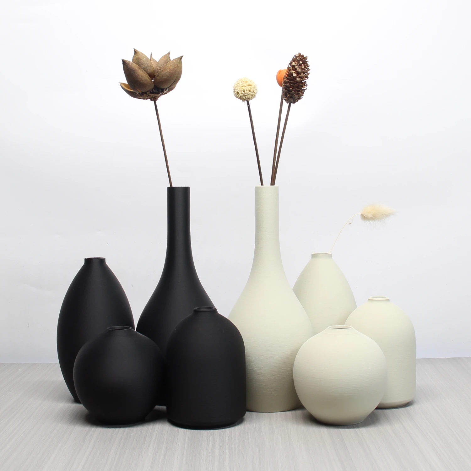 4 Piece Minimalist Art Vase, Vase Set, Perfect for Country Home Décor, Modern Farmhouse, Living Room, Shelf, Tabletop, Bookcase,