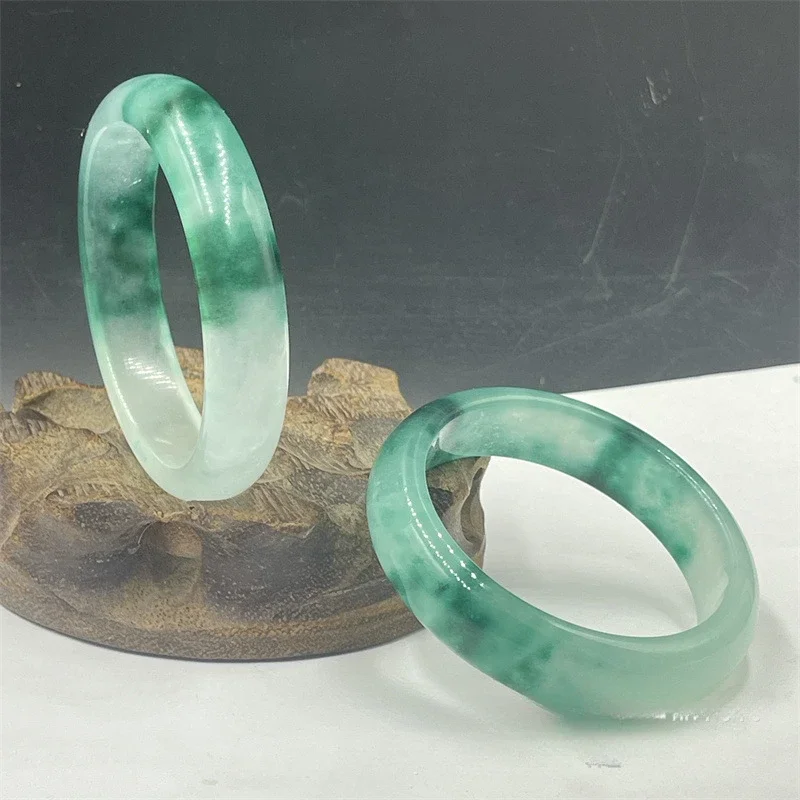 Jadeite Floating Flower Bracelet Ice Seed Yang Green Ancient Style Bangle Wealth Ping An High End Decorative Jewelry Gift