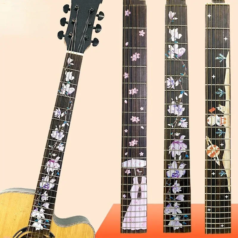 Novelty Cross Inlay Decals Guitar Fretboard Stickers Electric Acoustic Guitar Bass Fingerboard Sticker Ukulele Decorative Decals