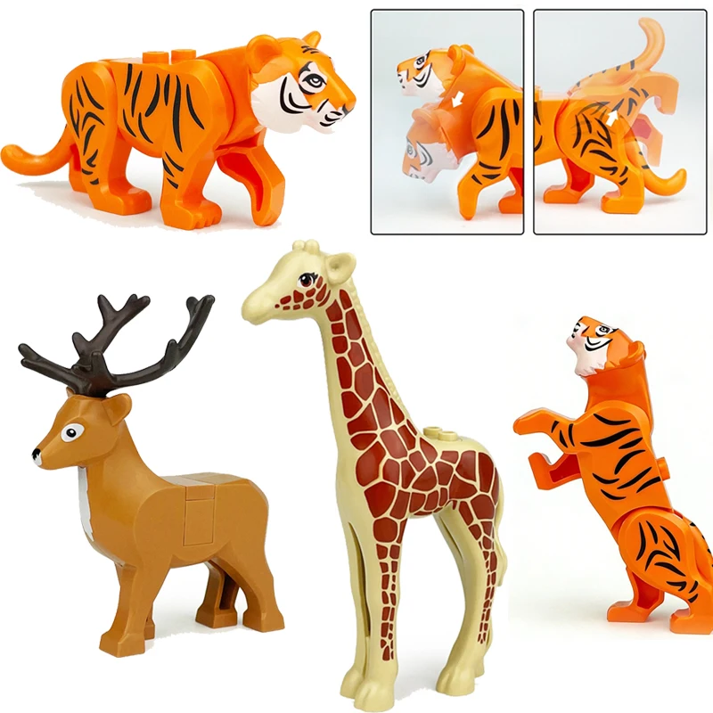 3pcs Tiger Giraffe Deer Assembly Figures Decorative Statues Ornaments