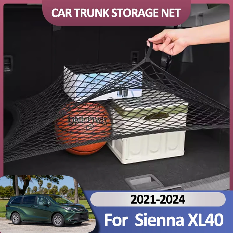 Car Trunk Net For Toyota Sienna XL40 LE AXLH40 2021~2024 Cargo Holding Luggage Nylon Trunk Organizer Auto Interior Accessories