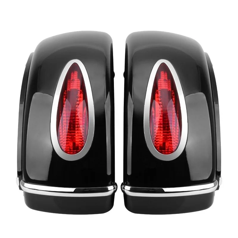 Motorcycle Saddlebags, Thickened Hard Side Boxes for Cruiser Chopper, Large Capacity Rear Trunk Luggage for Bobber
