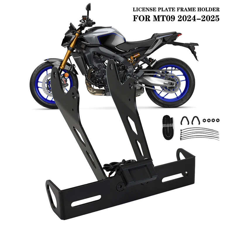 

For Yamaha MT-09 MT09 SP 2024 2025 Motorcycle License Plate Frame Holder Bracket Rear Fender Eliminator Tail Tidy w/ LED Light