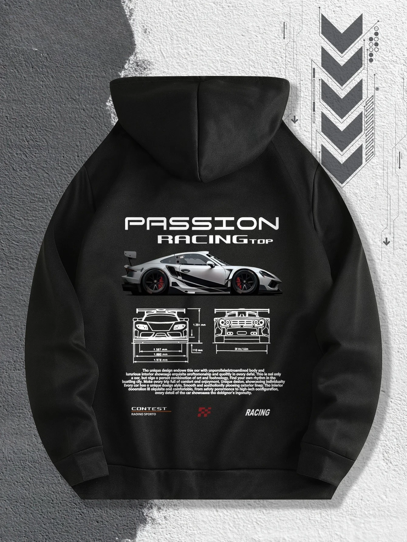 Men'S Passionate Racing Graphic Hoodie Featuring Race Cars and Sports Car Illustrations, Perfect for Everyday Wear