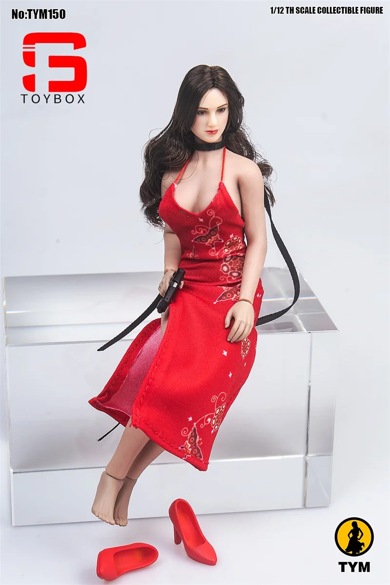 Ada Wong Impresso Cheongsam Action Figure, Feminino Roupas Cosplay, Modelo Fit, 6 "Soldado, Bonecas Do Corpo, Tipo TYM150, Escala 1:12