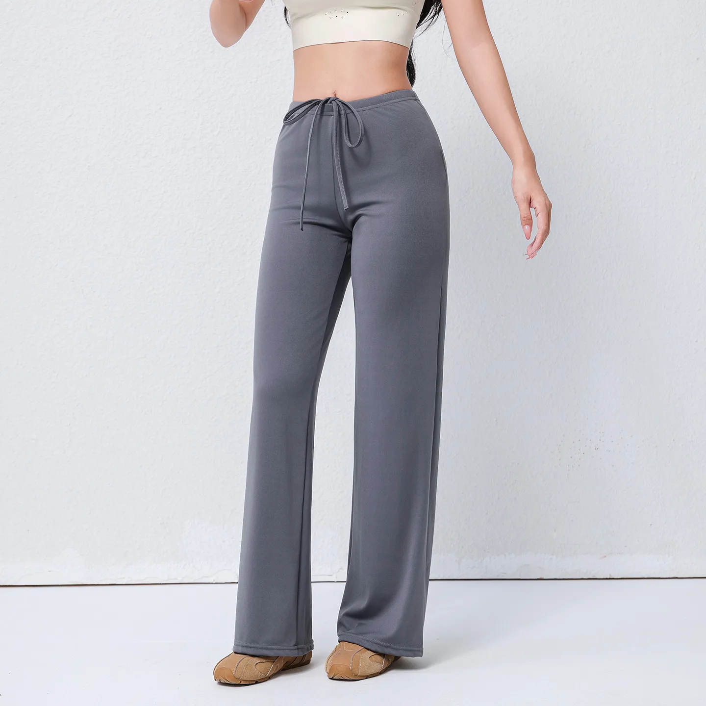 

New Women's Loose Wide-Leg Pants, Slimming Long Yoga Pants with Cool Rice Texture for Running & Fitness