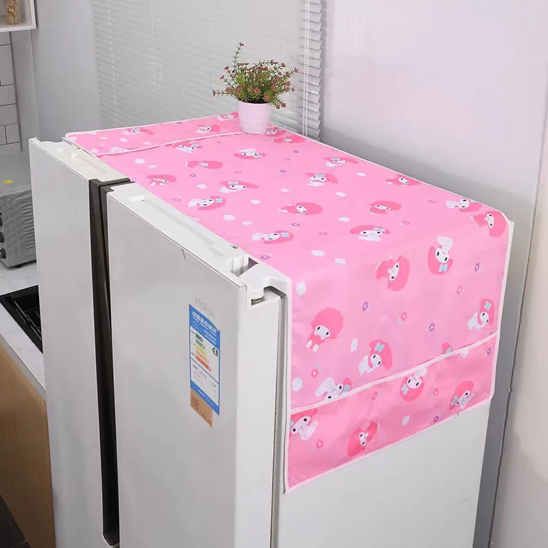 

Sanrio mymelody Cinnamoroll Kuromi Cartoon Refrigerator Dust Cover with Storage Bag Dustproof Microwave Oven Machine Dust Cover