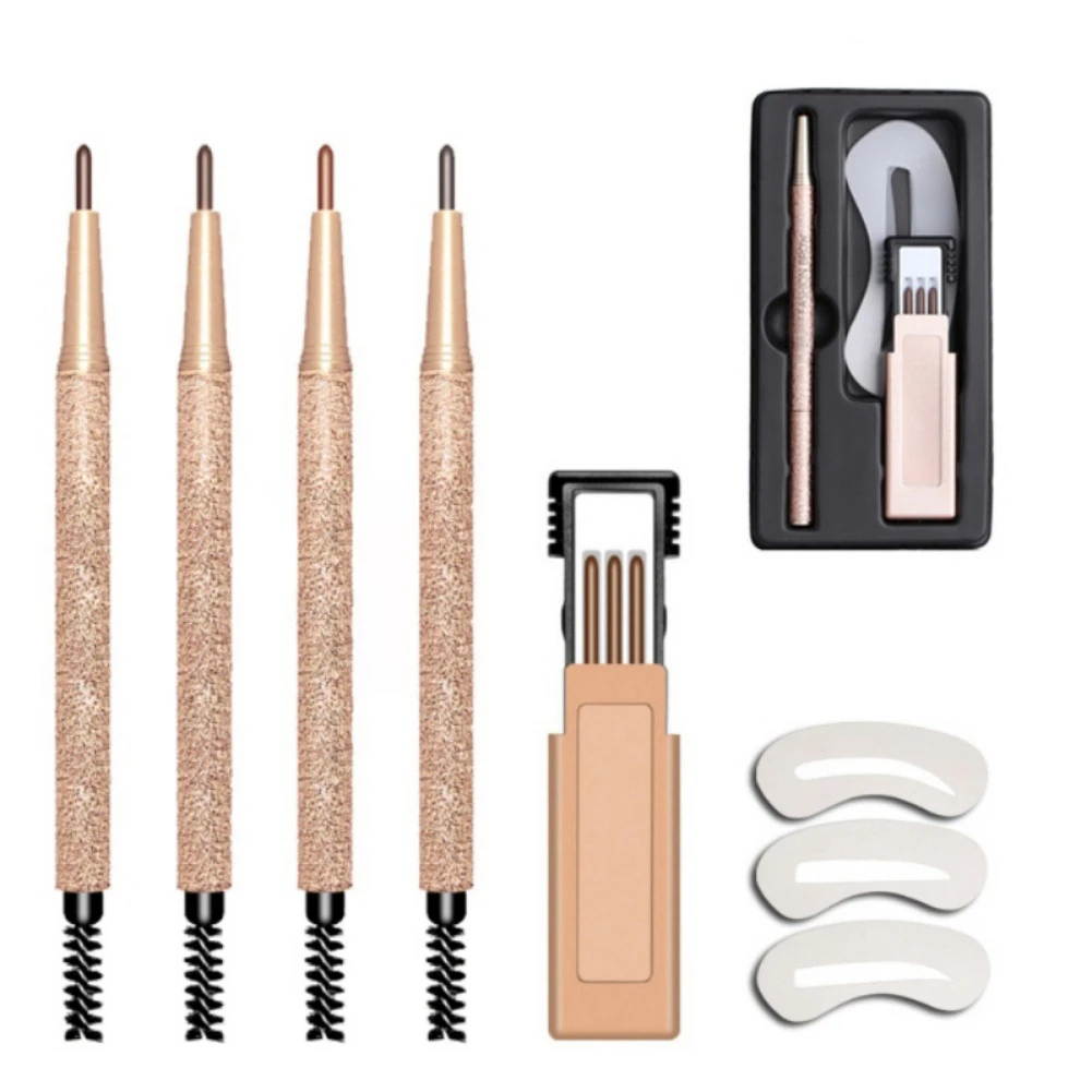 4 Farben profession elle Augenbrauen stifte Kit Make-up mit Nachfüllung leicht zu tragen pigmentiert braun grau wasserdicht Schablone Maquiagem