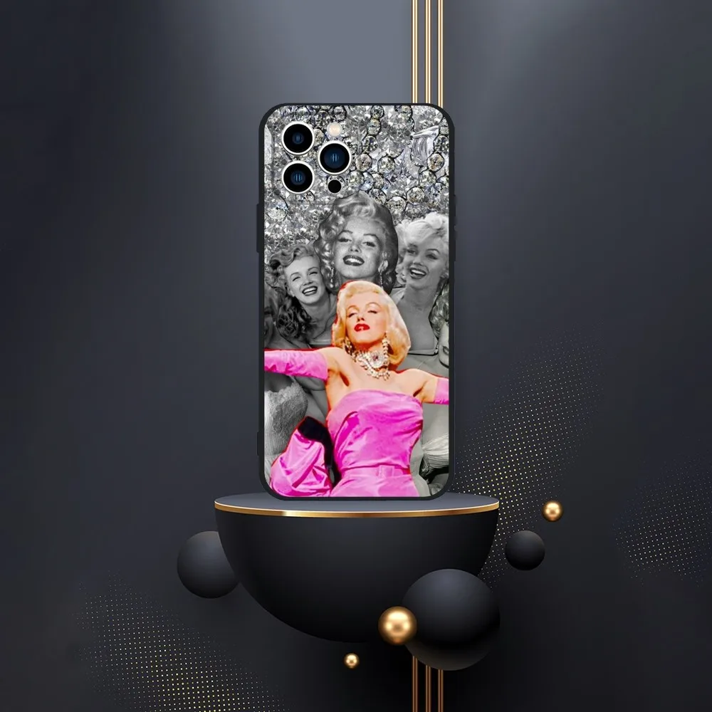 Pink M-Marilyn M-Monroe Phone Case For iPhone 16,15,14,13,12,Pro,Max,11,7,8,Plus,XR,XS Max Shockproof Silicone Soft Shell