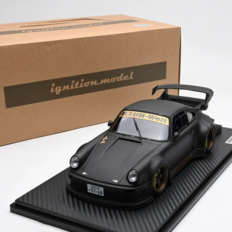 

IG 1:18 RWB 930 Matte Black JDM Simulation Limited Edition Resin Metal Static Car Model Toy Gift