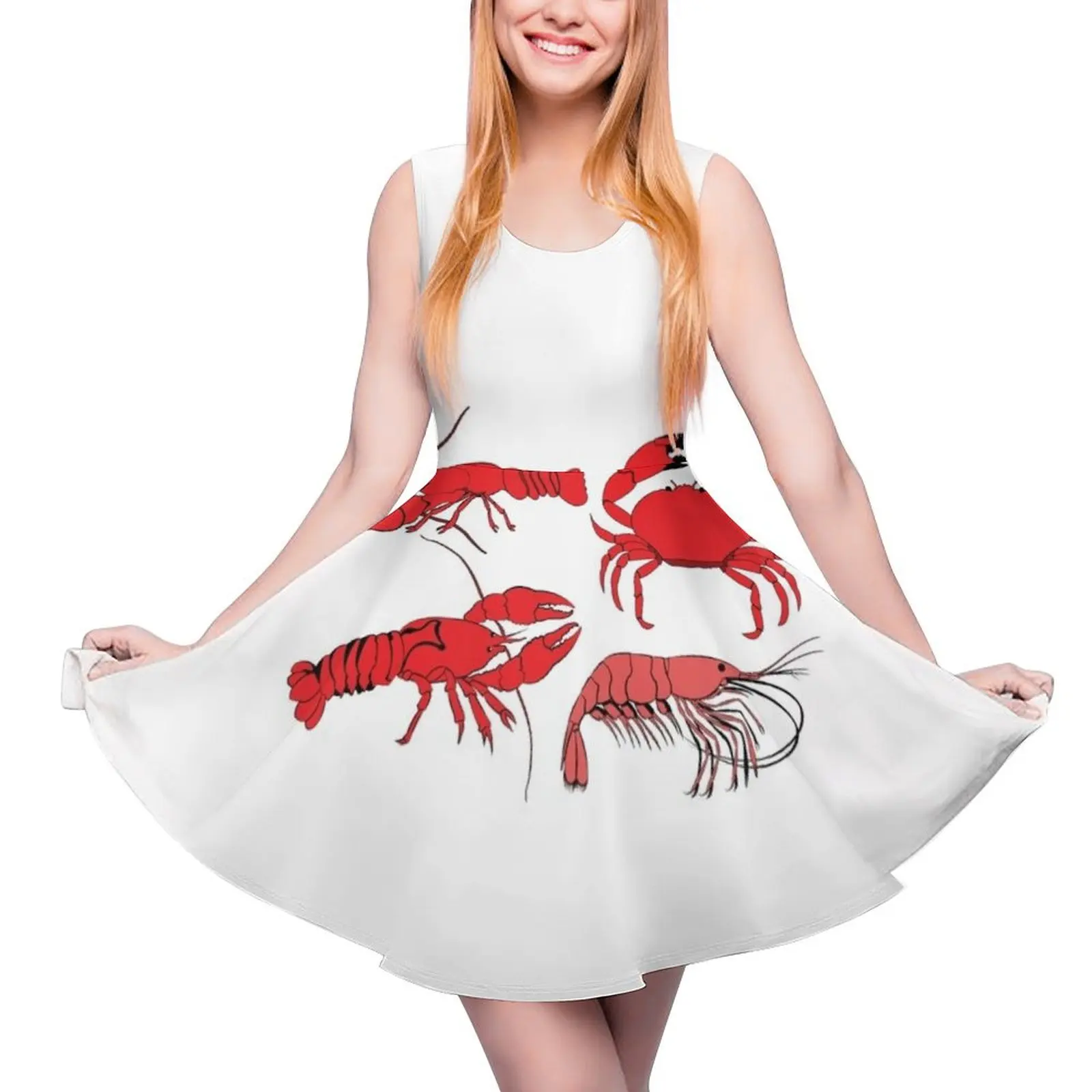 

Crawfish, crab and shrimp Sleeveless Dress luxury evening dresses for women 2024 dress summer