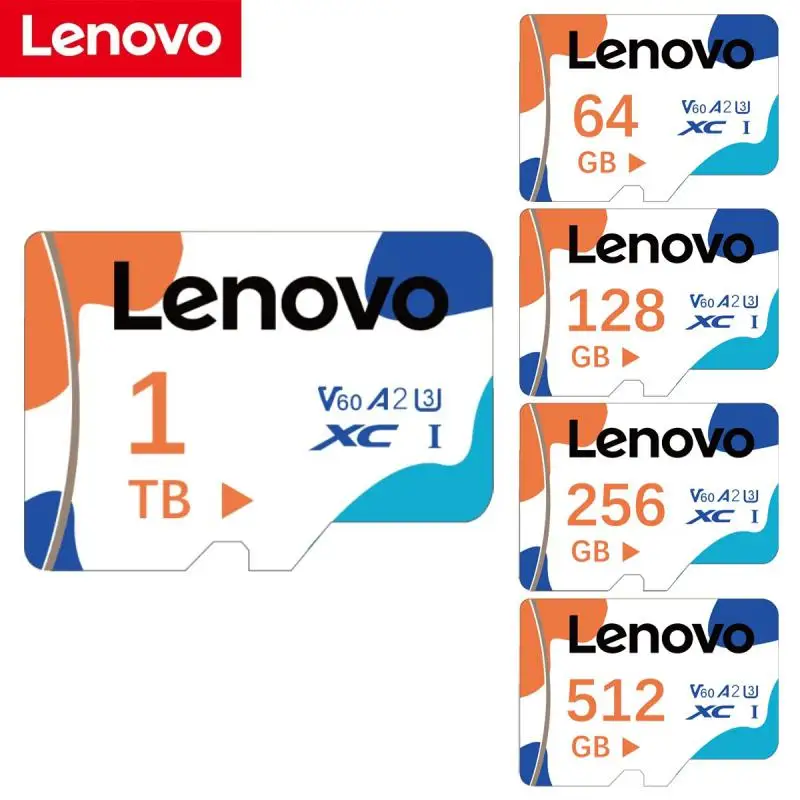 Lenovo-V60 Micro Cartão de Memória, Cartão SD, TF Flash Card, Classe 10, 128GB, 64GB, 1TB, 2TB, A2, 256GB, 512GB, Tablet, Telefone