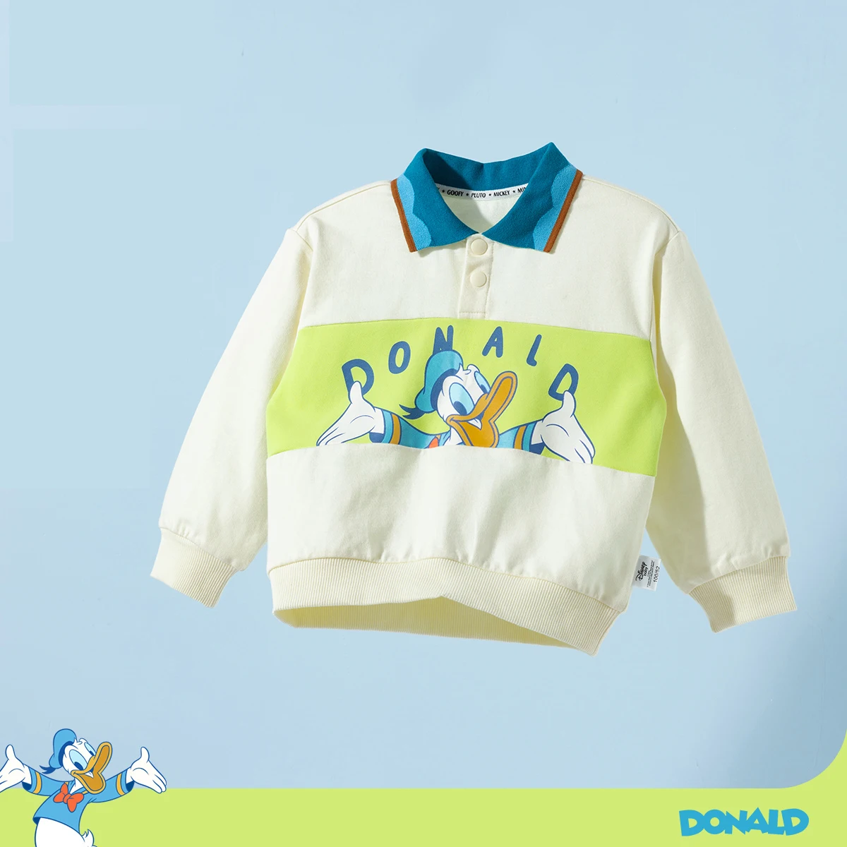 

Disney Children's Clothing Boys' Lapel Long Sleeved Top Donald Duck Cartoon Pullover Hoodie Fashion Cute College Style Pullover