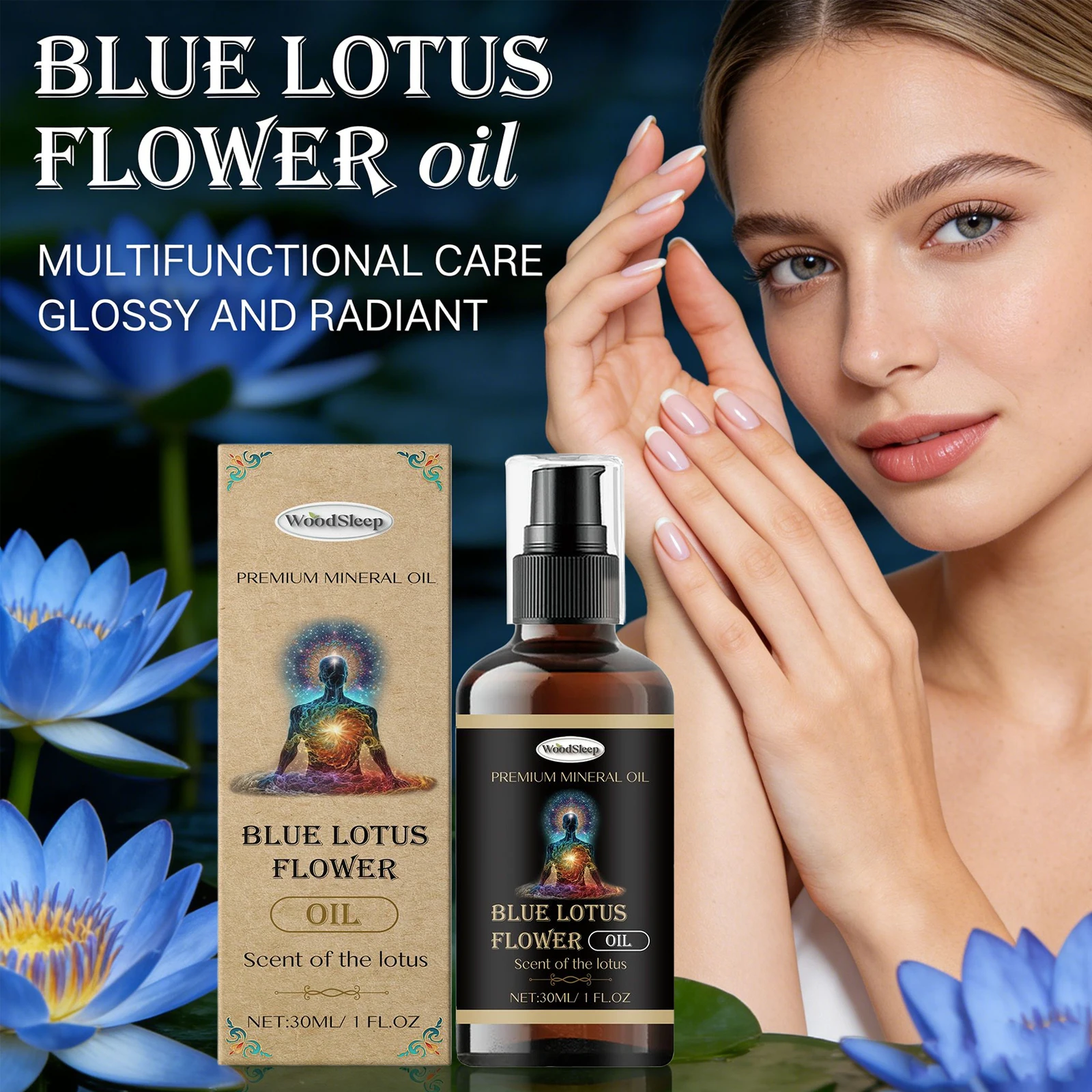 Aceite de masaje de loto azul para el cabello, uñas, cuerpo, relajación muscular, Reduce la sequedad, brillo de uñas, alisado del cabello, aceite esencial de aromaterapia