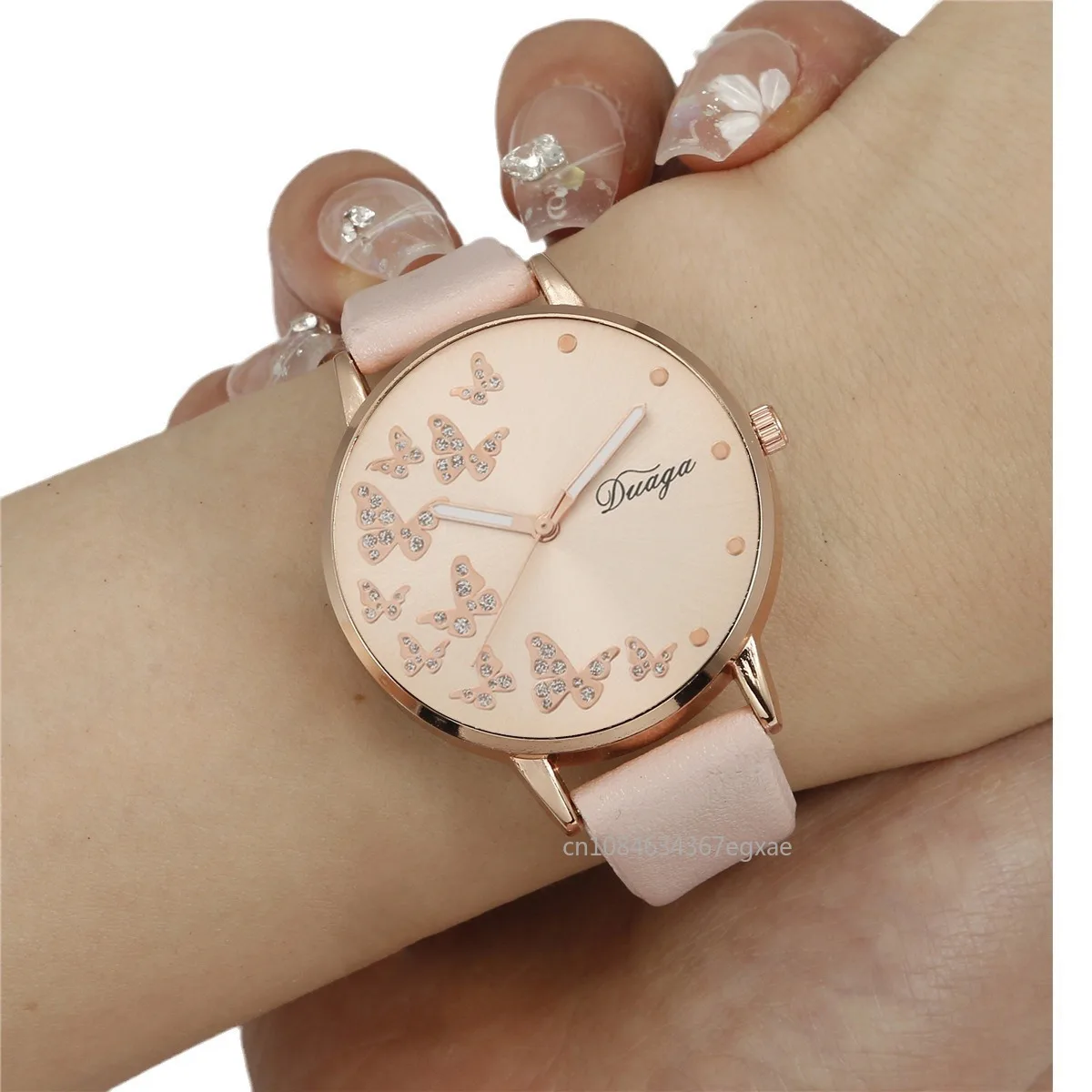 절묘한 다이아몬드 나비 다이얼 벨트 쿼츠 시계 및 패션 나비 팔찌 세트, 라인석 쿼츠 여성용 손목시계, 5 개, 1 개
