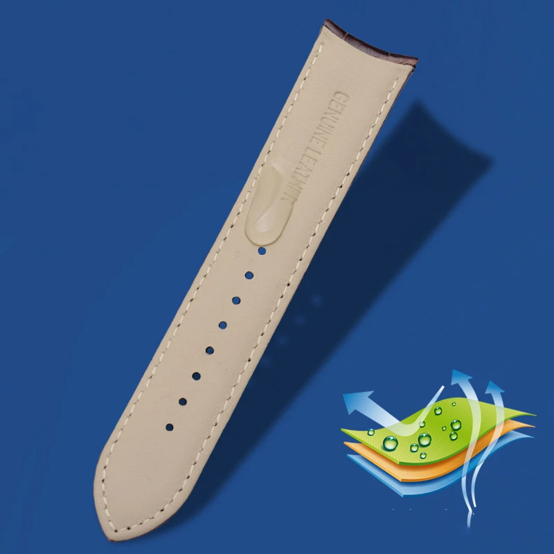Curved Cowhide Strap For GP VC Jaeger-LeCoultre Men\'s Watch Band Butterfly Buckle Style Bracelet 20 21 22mm Waterproof