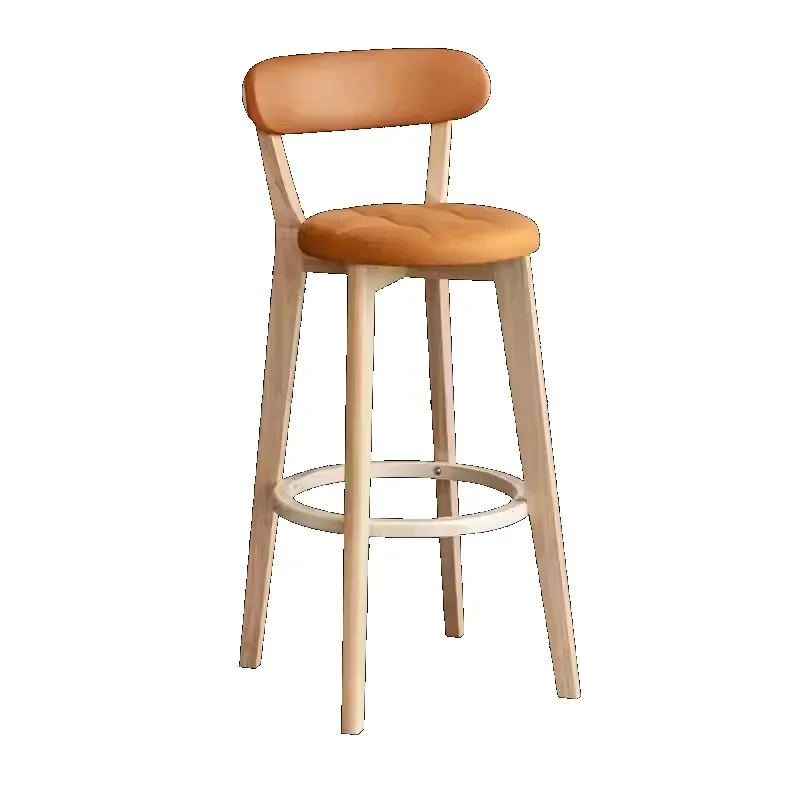 Solid wood high stool Modern simple bar chair Household Nordic light luxury island bar chair Front desk cashier high chair