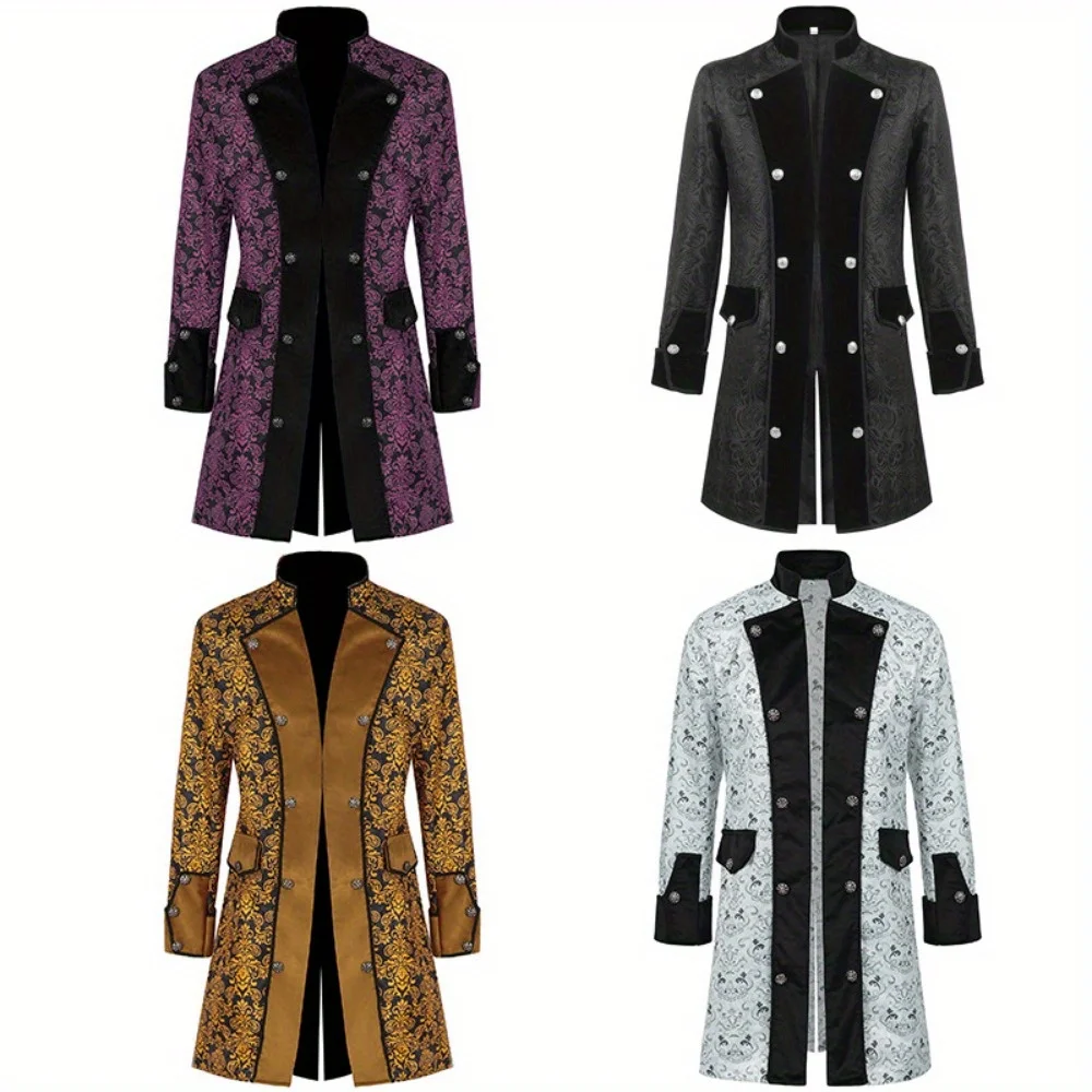 

Новая европейская и американская мужская однотонная модная мужская униформа в стиле стимпанк в стиле ретро с воротником-стойкой