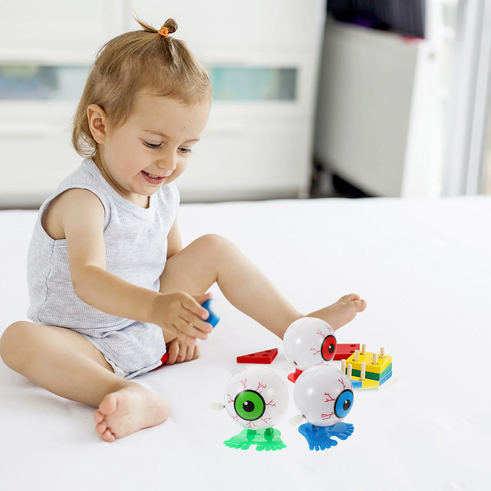 3 pçs relógio olhos adorável crianças brinquedo brinquedo resistente ao desgaste wind-up menina criança